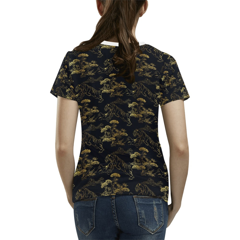 Tiger Japan Style Print Design LKS305 Women's  T-shirt