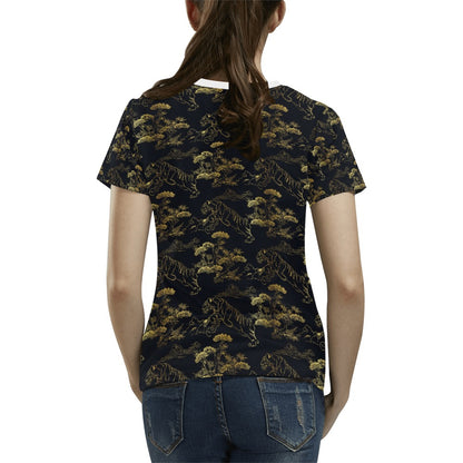 Tiger Japan Style Print Design LKS305 Women's  T-shirt