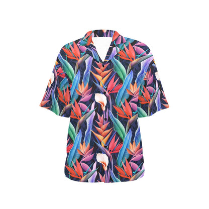 Tropical Flower Pattern Print Design TF023 Women's Hawaiian Shirt