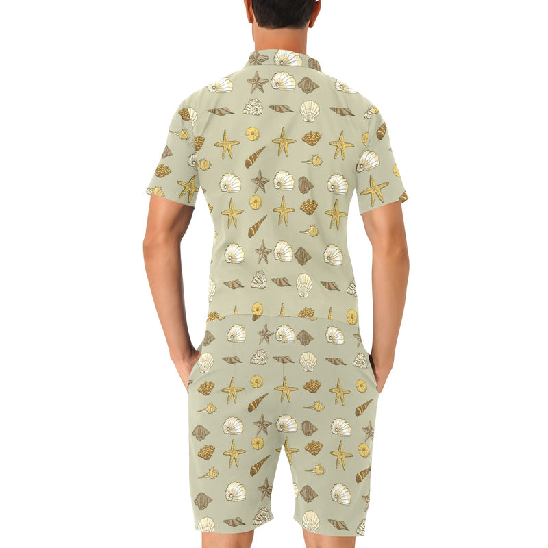 Seashell Beach Print Design LKS303 Men's Romper