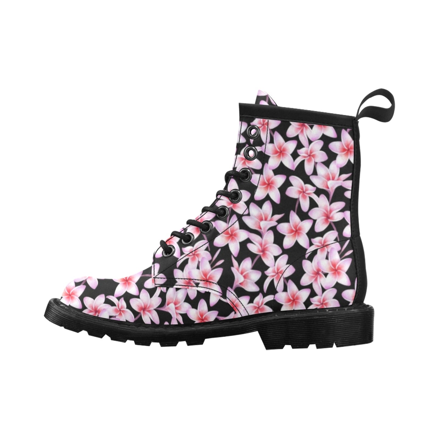 Pink Plumeria Pattern Print Design PM09 Women's Boots
