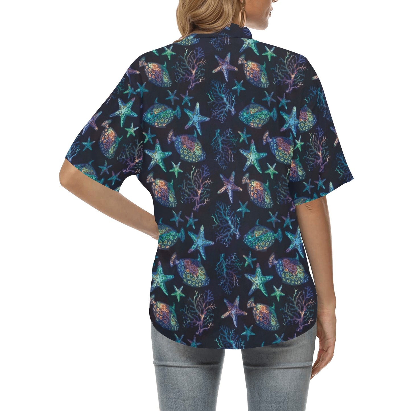Starfish Pattern Print Design 01 Women's Hawaiian Shirt