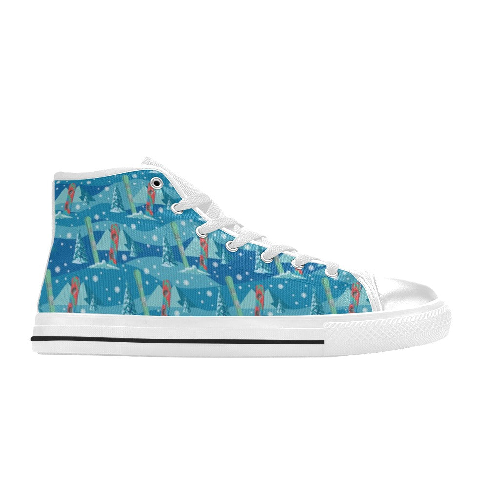 Snowboard Print Design LKS301 High Top Women's White Shoes