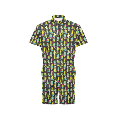 Cactus Neon Style Print Pattern Men's Romper