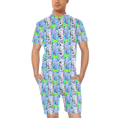 Elephant Art color Print Pattern Men's Romper