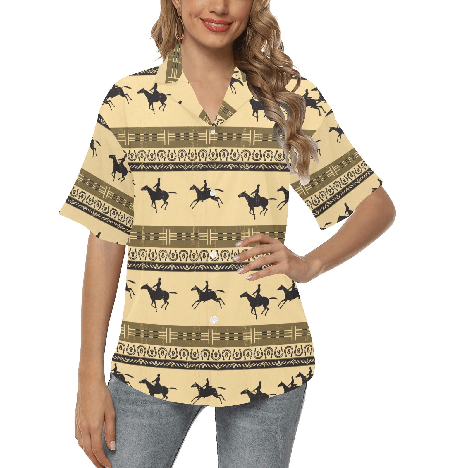 Horse Pattern Prnt Women's Hawaiian Shirt