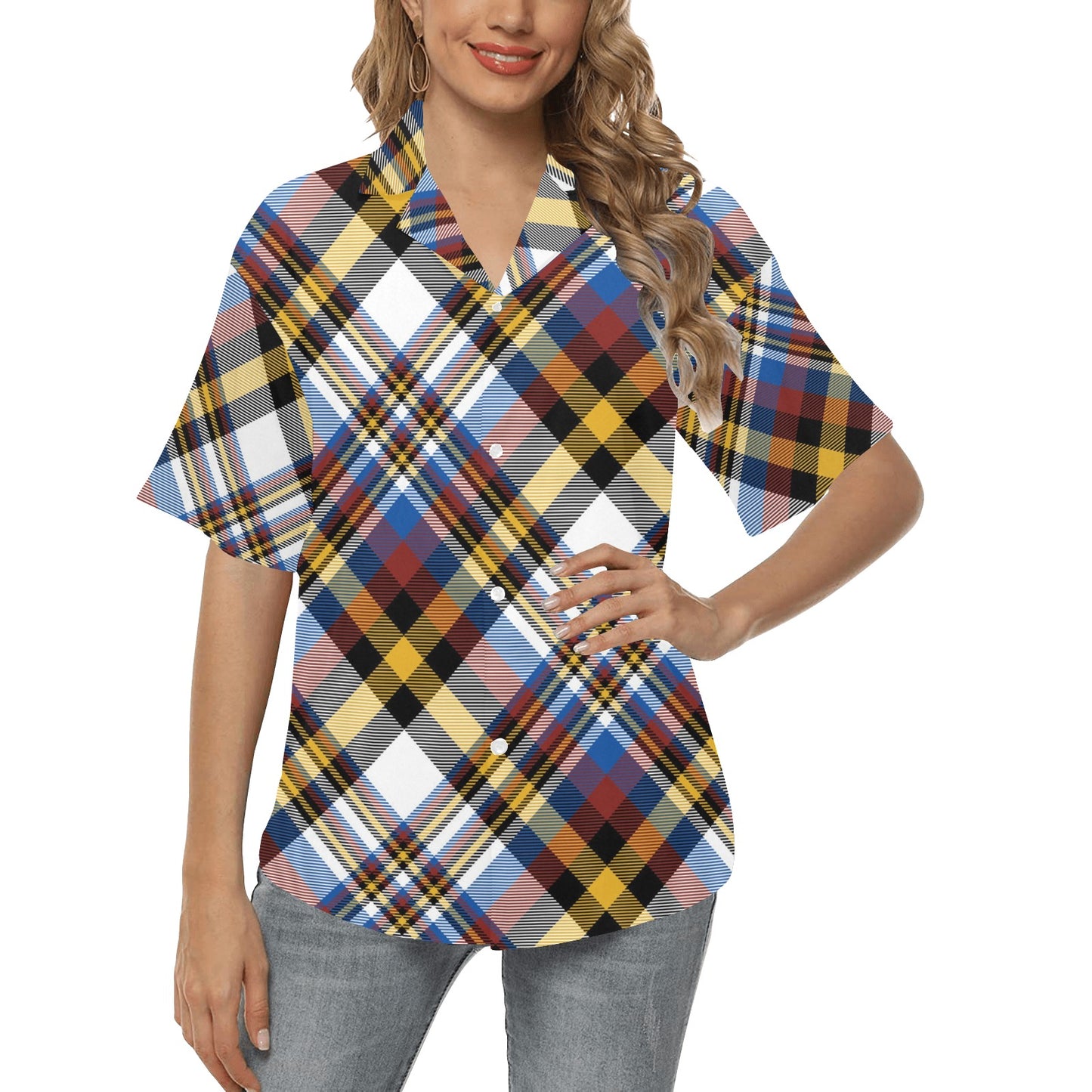 Madras Pattern Print Design 01 Women's Hawaiian Shirt