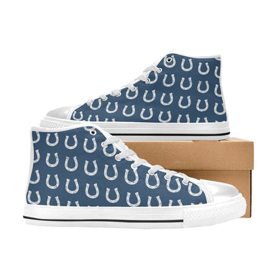 Horseshoe Print Design LKS301 High Top Women's White Shoes