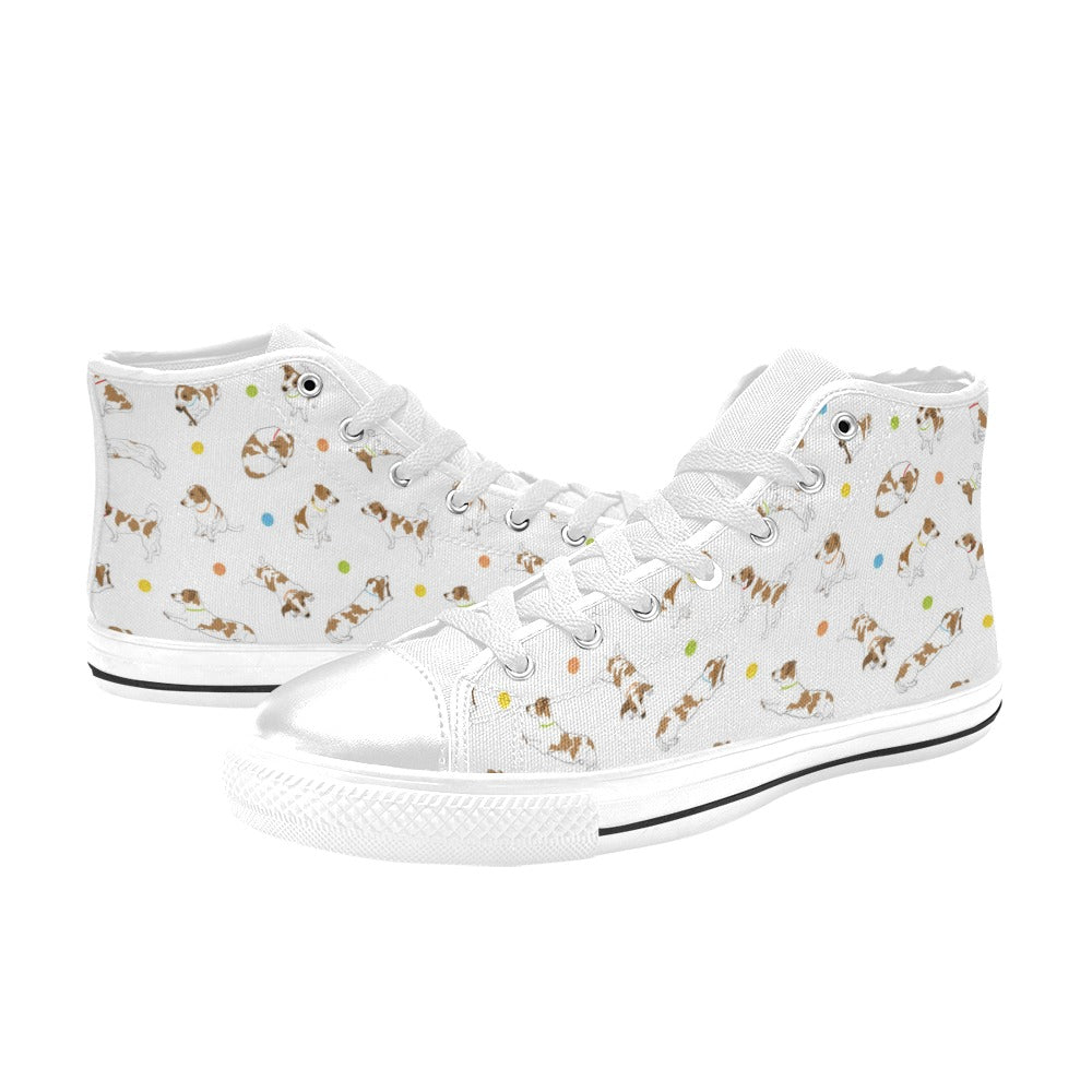 Russell Terriers With Balls Print Design LKS307 High Top Women's White Shoes