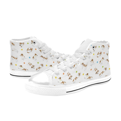 Russell Terriers With Balls Print Design LKS307 High Top Women's White Shoes