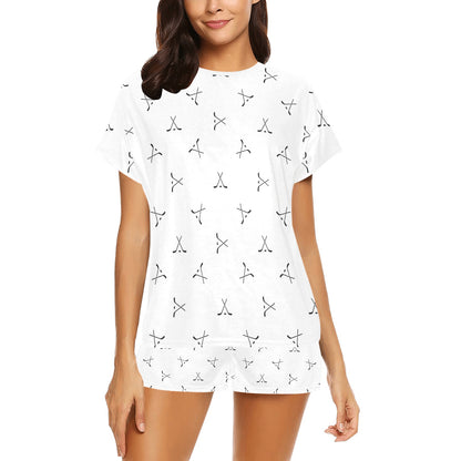 Hockey Print Design LKS304 Women's Short Pajama Set