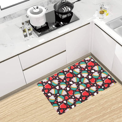 Cupcakes Heart Print Pattern Kitchen Mat