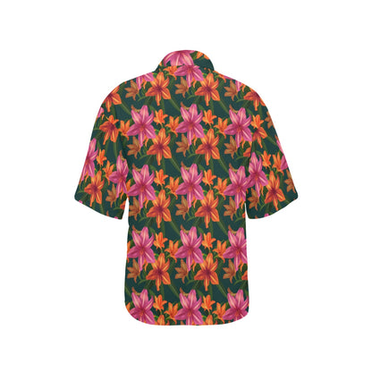 Amaryllis Pattern Print Design AL01 Women's Hawaiian Shirt