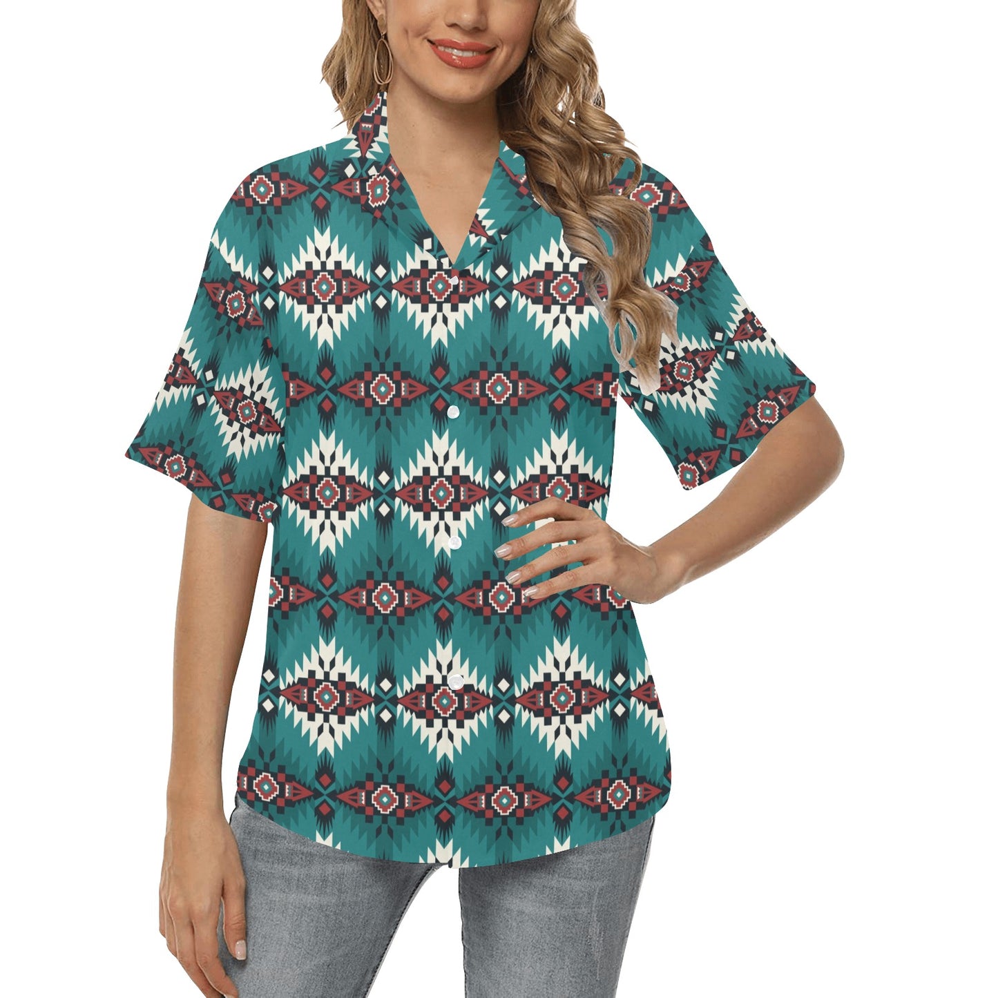 Southwest Pattern Print Design LKS308 Women's Hawaiian Shirt