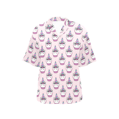 Cupcakes Unicorn Print Pattern Women's Hawaiian Shirt