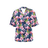 Flamingo Hibiscus Print Women's Hawaiian Shirt