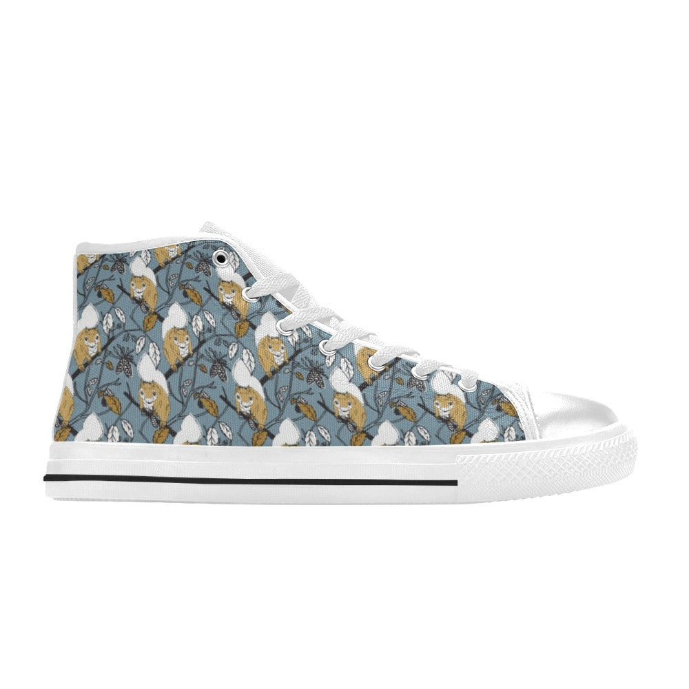 Squirrel Print Design LKS305 High Top Women's White Shoes