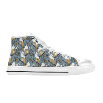 Squirrel Print Design LKS305 High Top Women's White Shoes