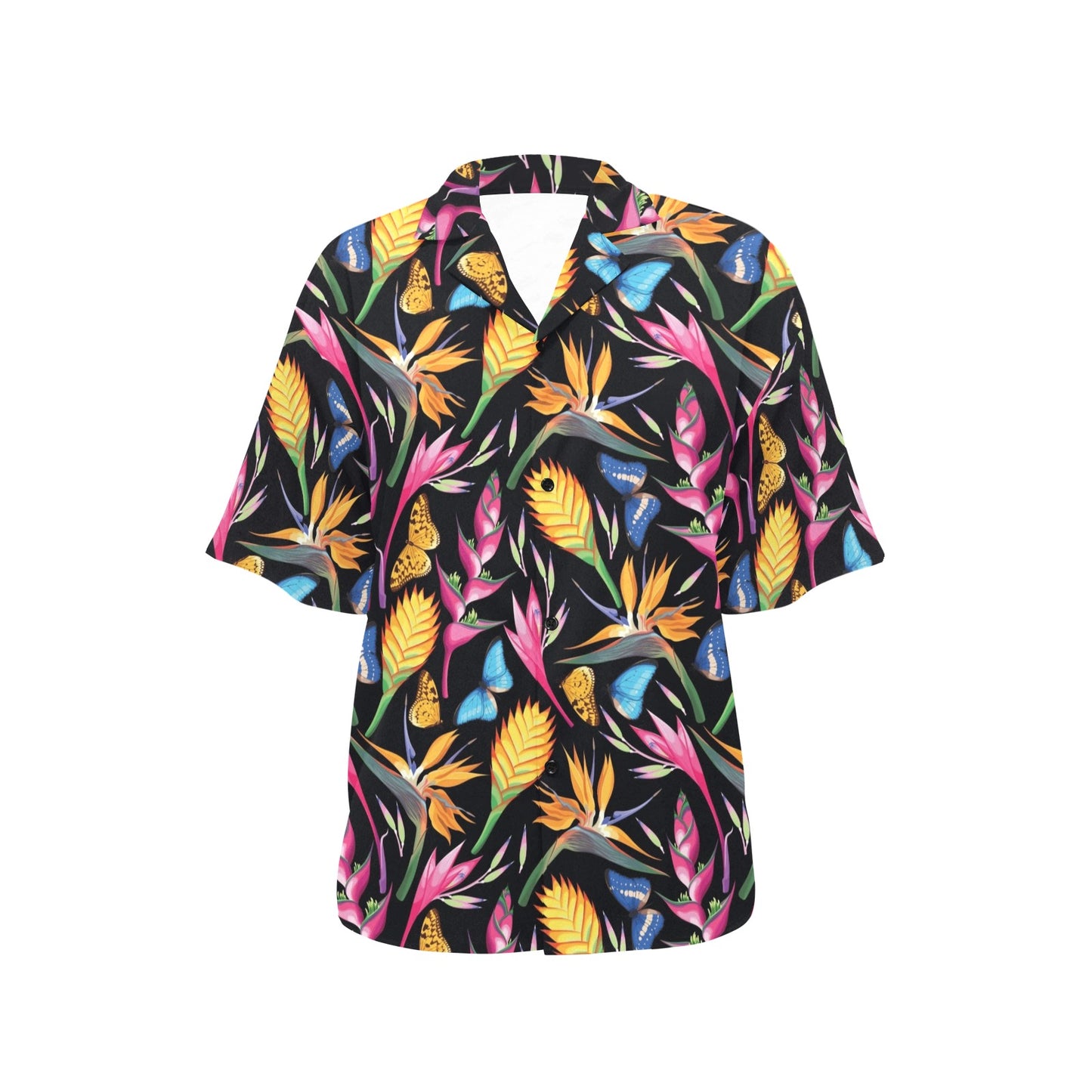 Tropical Flower Pattern Print Design TF016 Women's Hawaiian Shirt