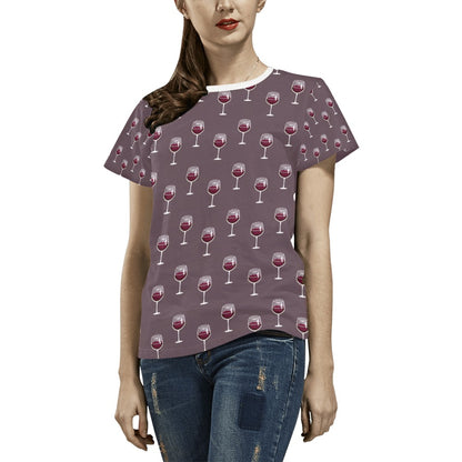 Wine Glass Pattern Print Design LKS305 Women's  T-shirt