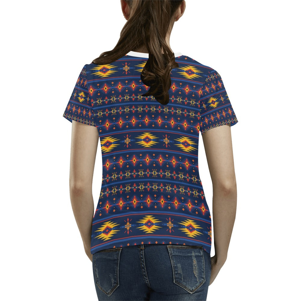 Southwest Pattern Print Design LKS306 Women's  T-shirt