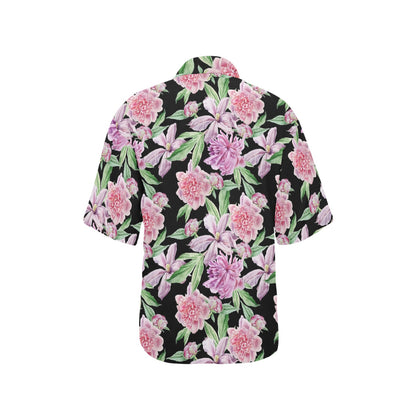 Peony Pattern Print Design PE08 Women's Hawaiian Shirt