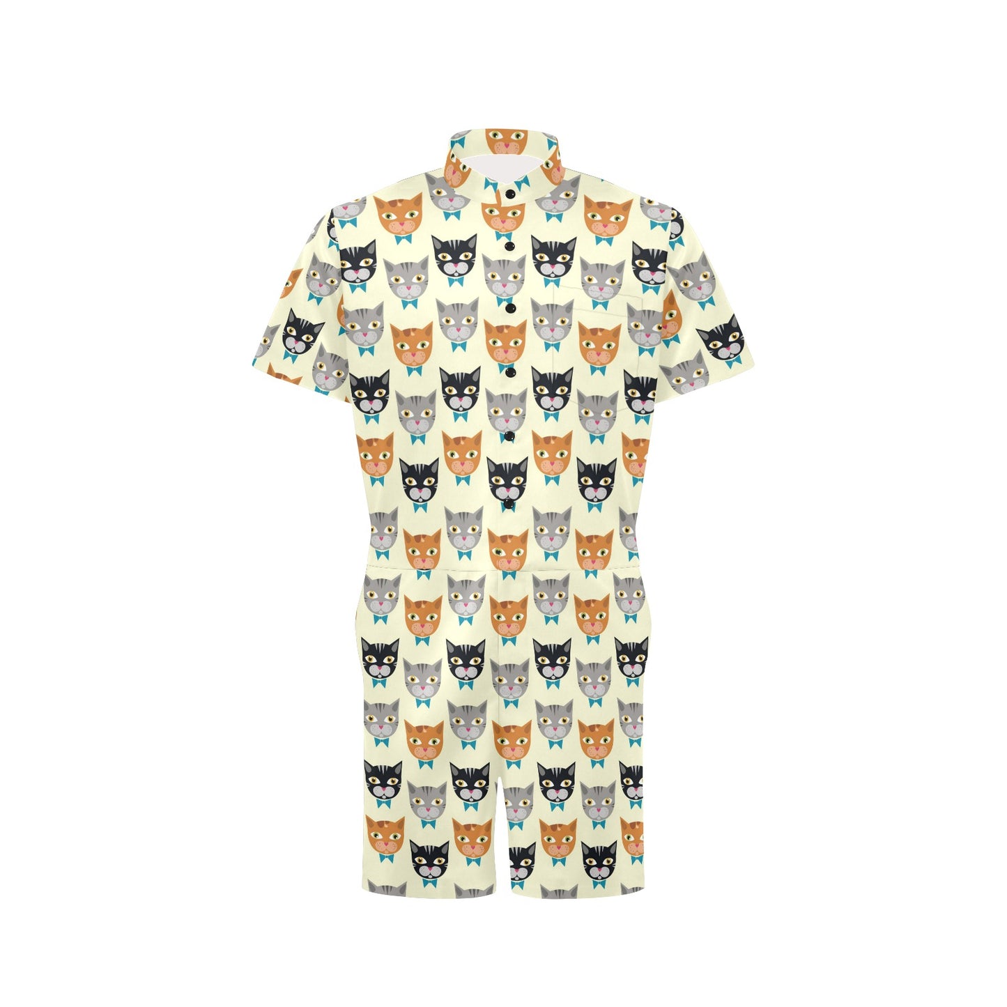 Cat Pattern Print Design 05 Men's Romper