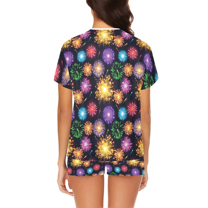 Firework Print Design LKS305 Women's Short Pajama Set