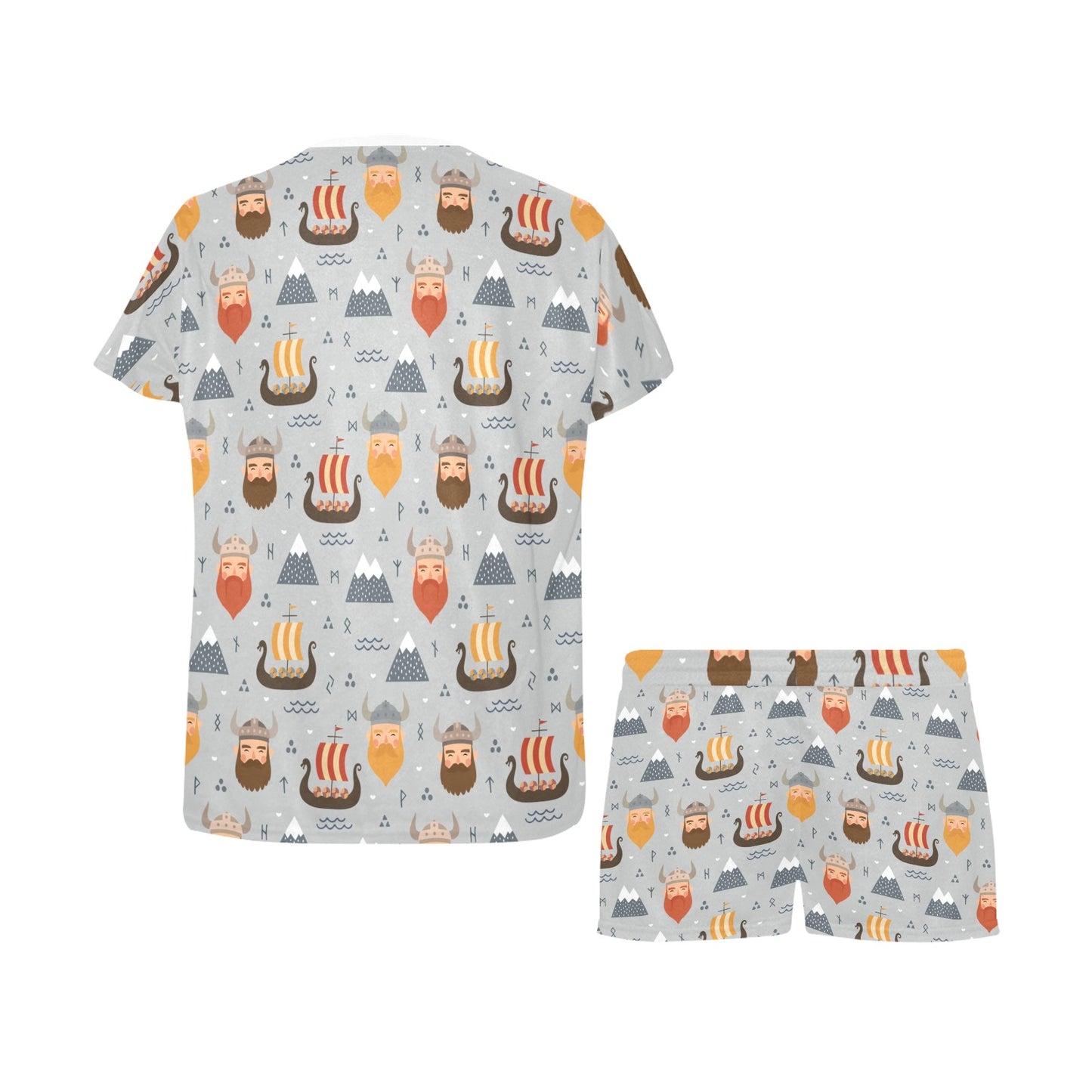 Vikings Print Design LKS307 Women's Short Pajama Set