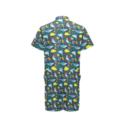 Scuba With Sharks Print Design LKS303 Men's Romper