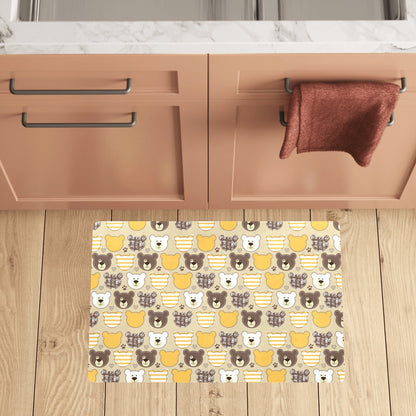 Bear PatchworkPattern Print Design 01 Kitchen Mat