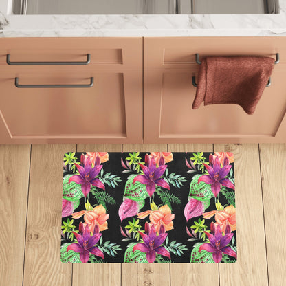 Amaryllis Pattern Print Design AL09 Kitchen Mat