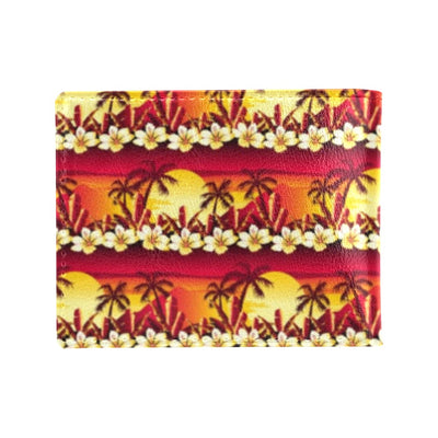 Hawaiian Tropical Sunset Hibiscus Print Men's ID Card Wallet