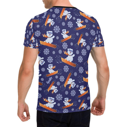Snowboard Bear Print Design LKS305 Men's All Over Print T-shirt