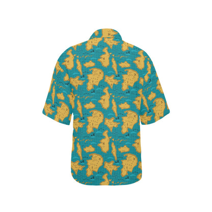 World Map Print Design LKS301 Women's Hawaiian Shirt