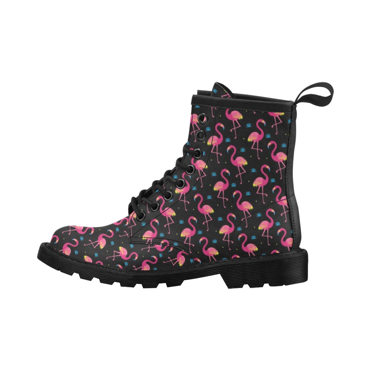 Flamingo Pink Neon Print Pattern Women's Boots