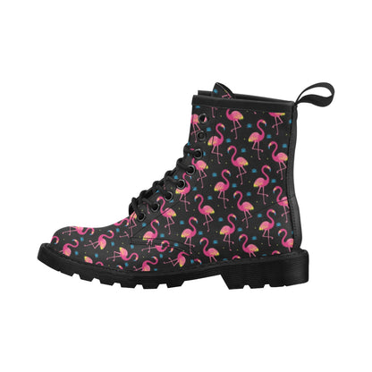 Flamingo Pink Neon Print Pattern Women's Boots