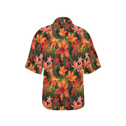 Amaryllis Pattern Print Design AL05 Women's Hawaiian Shirt