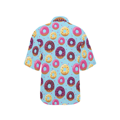 Donut Pattern Print Design DN07 Women's Hawaiian Shirt