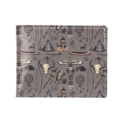 Native Indian life Design Print Men's ID Card Wallet