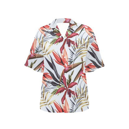 Tropical Flower Pattern Print Design TF021 Women's Hawaiian Shirt