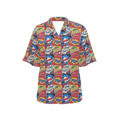 Comic Book Pattern Print Design 03 Women's Hawaiian Shirt