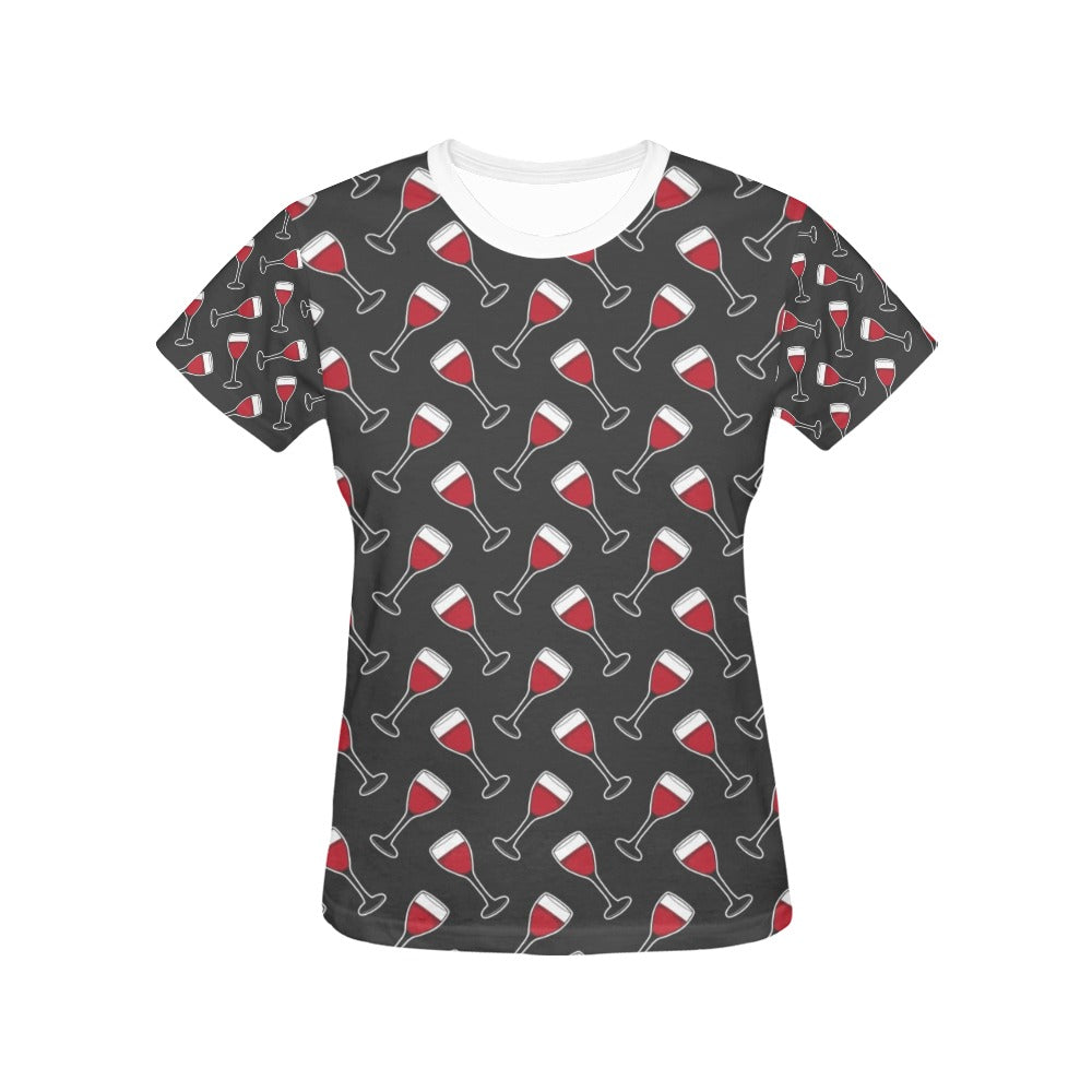 Wine Print Design LKS308 Women's  T-shirt
