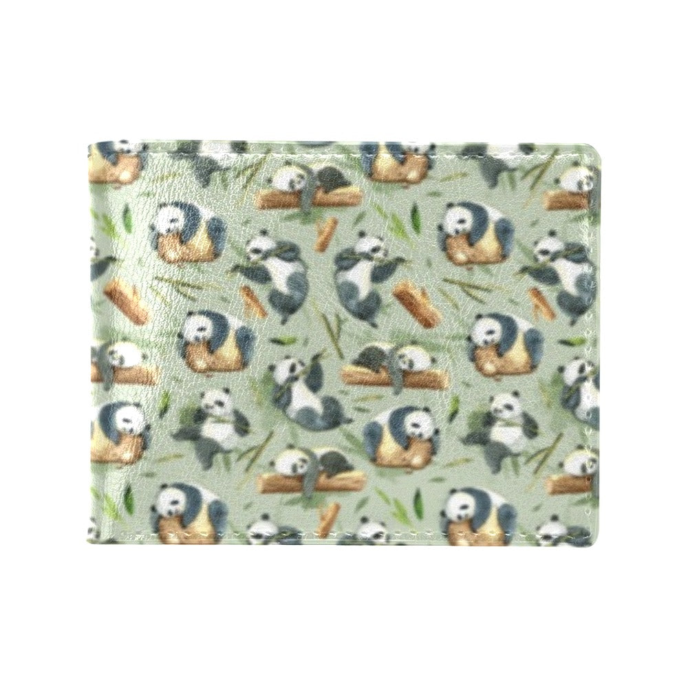 Panda Bear Design Bamboo Print Men's ID Card Wallet