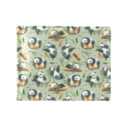 Panda Bear Design Bamboo Print Men's ID Card Wallet