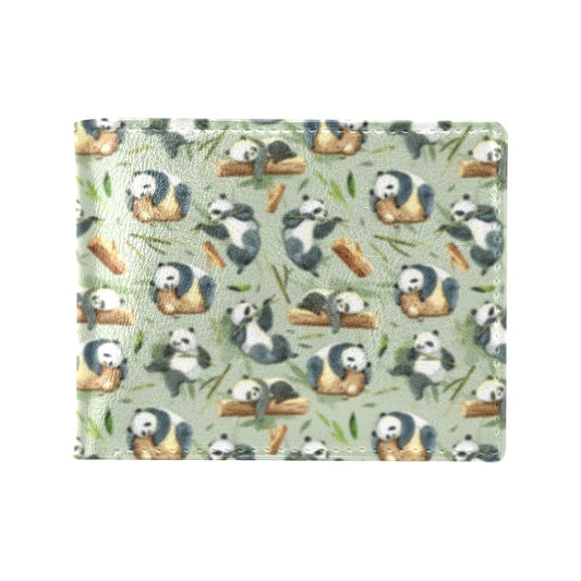 Panda Bear Design Bamboo Print Men's ID Card Wallet