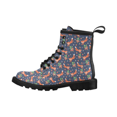 Fox Strawberry Print Pattern Women's Boots