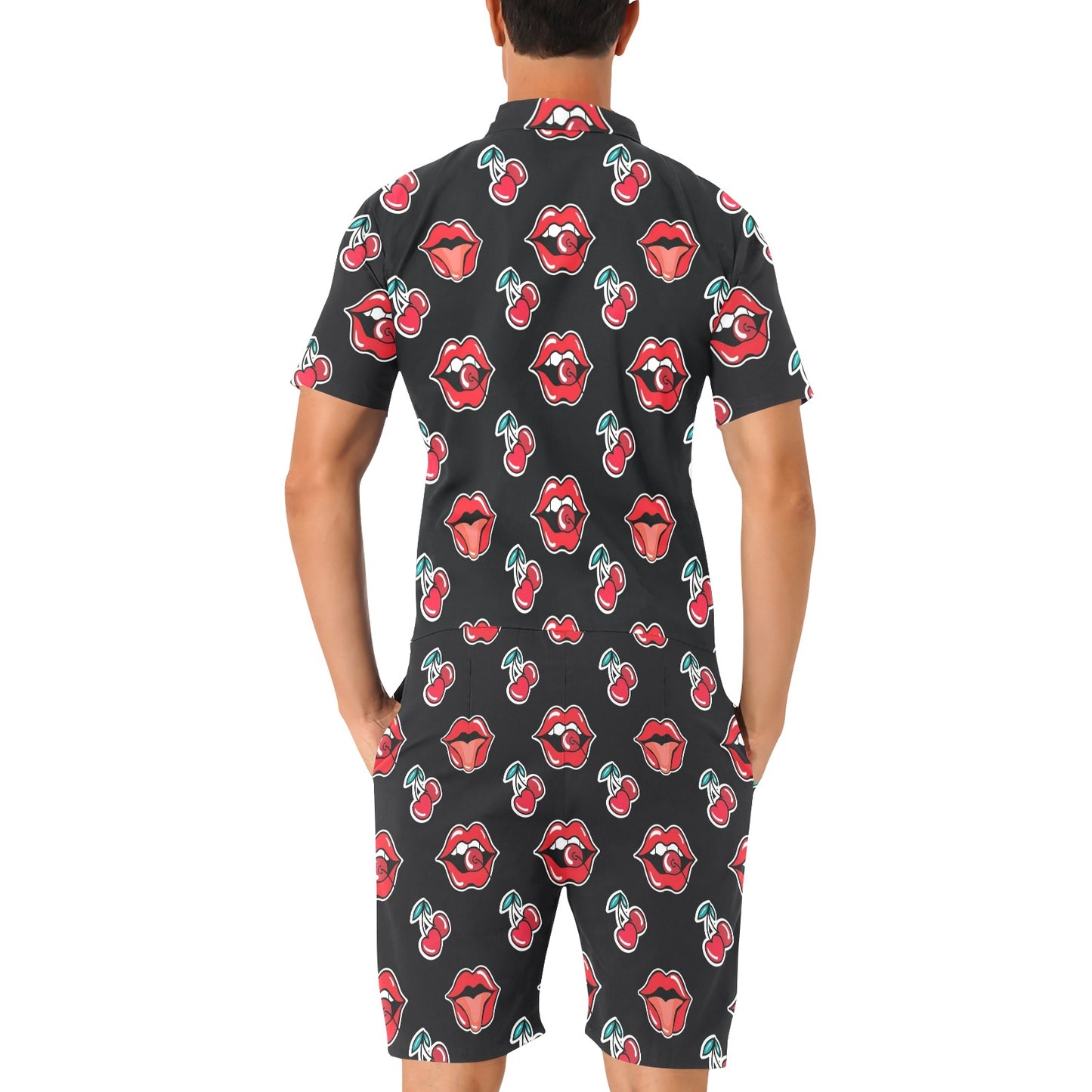Cherry Pattern Print Design CH04 Men's Romper