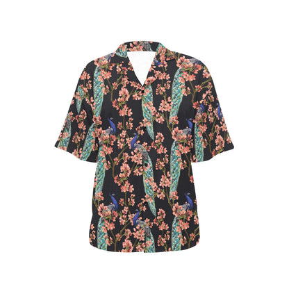 Peacock Pattern Print Design A01 Women's Hawaiian Shirt