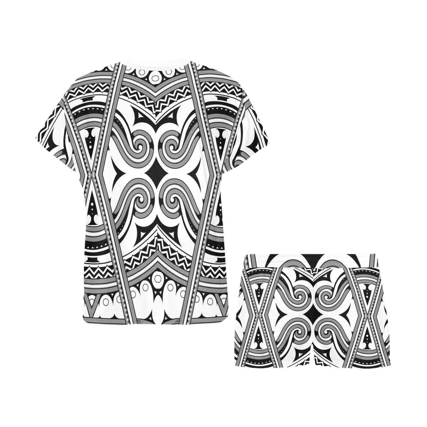 Samoan Pattern Print Design LKS302 Women's Short Pajama Set